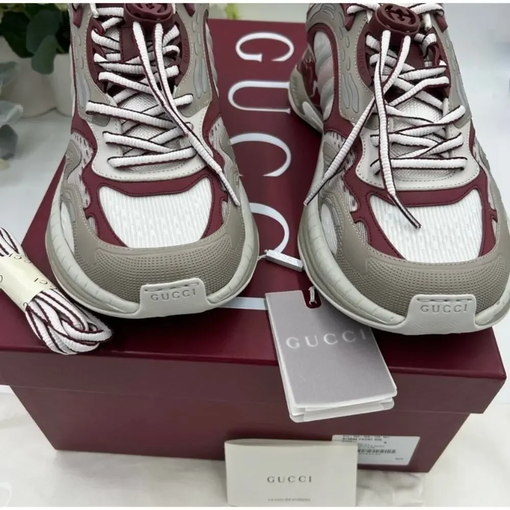 Men's Gucci 2.0 sneakers in white/gray/burgundy size 9 made in Italy